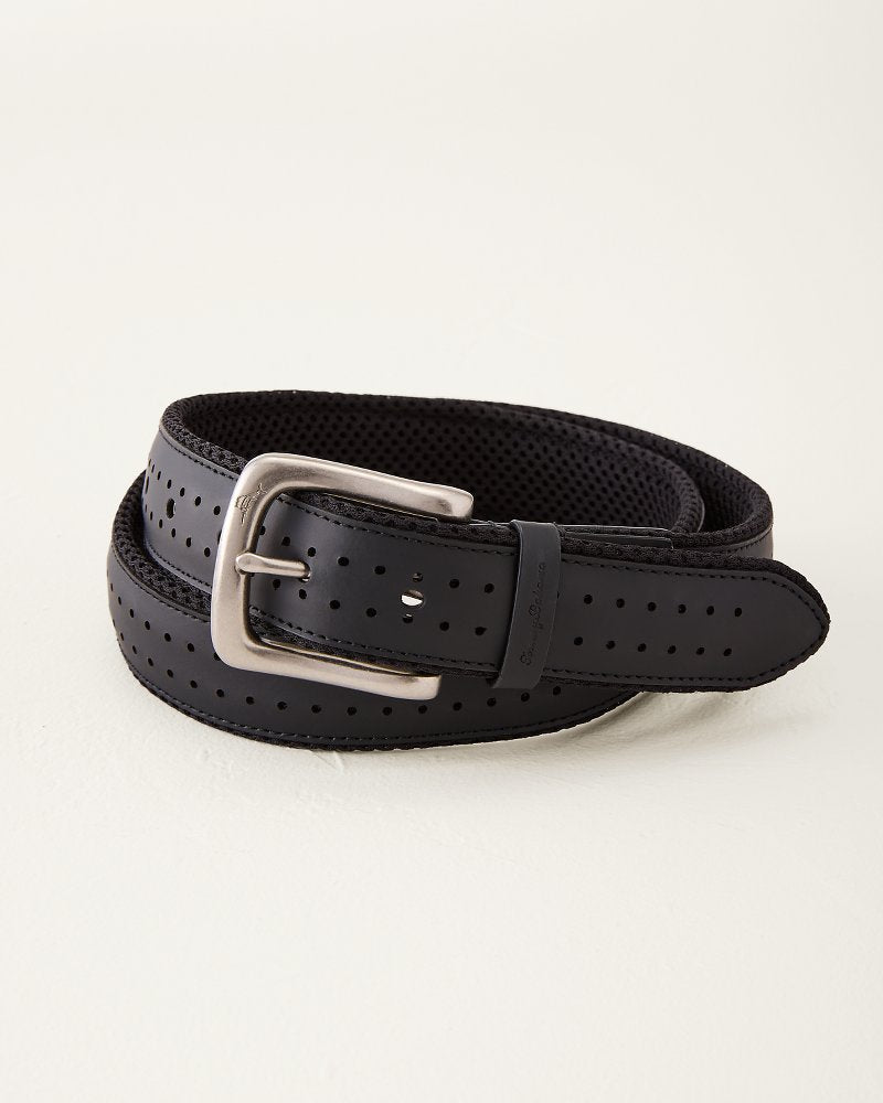 Leather Perforated Belt - Black
