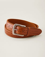 Leather Perforated Belt - Saddle