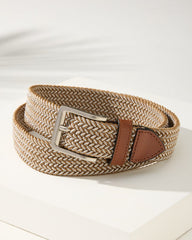 Big & Tall Two-Tone Stretch Webbed Belt - Tan