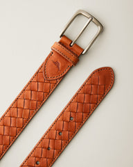 Big & Tall Braided Inlay Lace Leather Belt - Tan