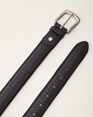 Big & Tall Leather Perforated Belt - Black