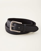 Big & Tall Leather Perforated Belt - Black