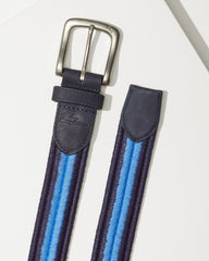 Big & Tall Two-Tone Herringbone Stretch Belt - Navy/Blue