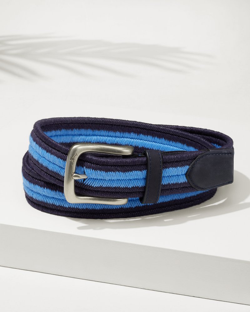 Big & Tall Two-Tone Herringbone Stretch Belt - Navy/Blue
