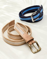 Big & Tall Two-Tone Herringbone Stretch Belt - Tan/Khaki
