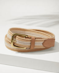 Big & Tall Two-Tone Herringbone Stretch Belt - Tan/Khaki