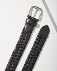 Big & Tall Leather Lace Braid Belt - Black