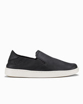 Women's OluKai Pehuea Leather Slip-On Shoes - Onyx