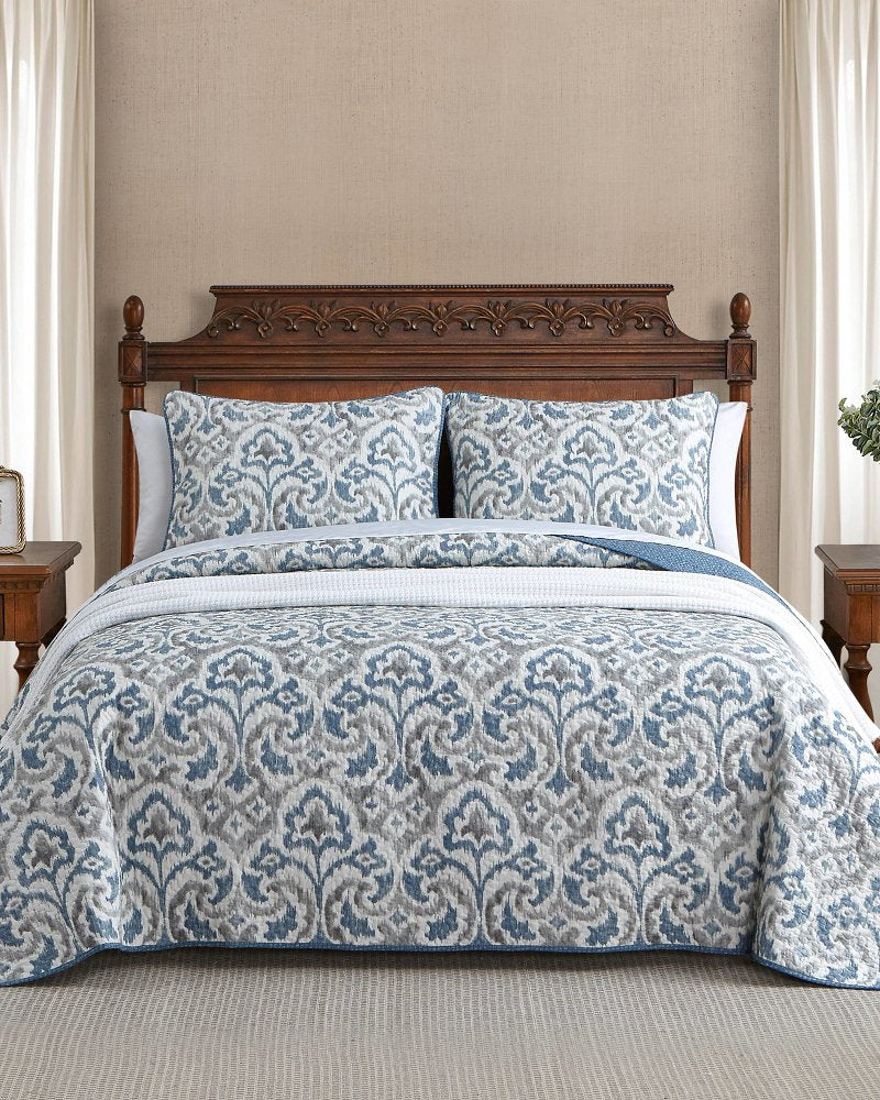 Cape Verde 3-Piece Full/Queen Quilt Set - Grey