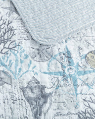 Beach Bliss Reversible 3-Piece Full/Queen Quilt Set - Grey