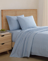 Diamond Isle 4-Piece Queen Sheet Set - Blue