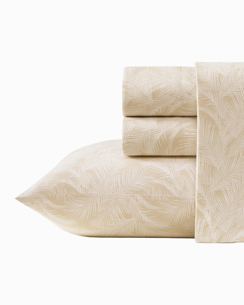 Island Estate All Over Palms 4-Piece King Sheet Set - Golden