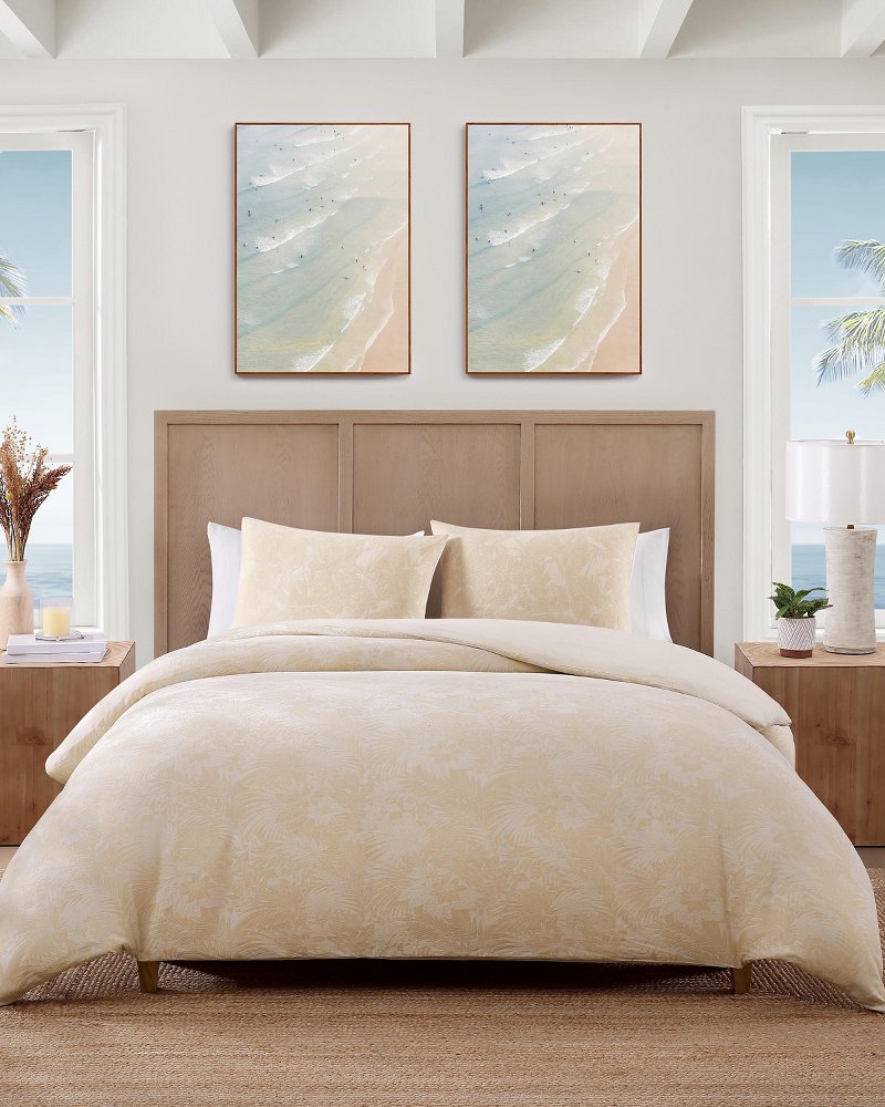 Island Estate Beachside Blooms 3-Piece Full/Queen Duvet Cover Set - Beige