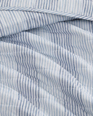 Bahama Weekend Stripe 3-Piece Full/Queen Quilt Set - Island Blue