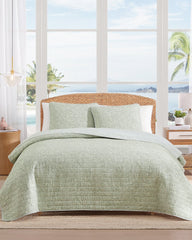 Caicos Isle Reversible 3-Piece Full/Queen Quilt Set - Spring Green