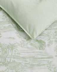 Beach Toile Reversible 3-Piece Full/Queen Comforter Set - Pistachio Green