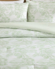 Beach Toile Reversible 3-Piece King Comforter Set - Pistachio Green