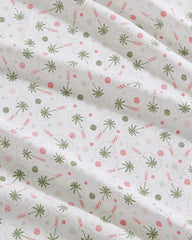Pickleball Palm 4-Piece King Sheet Set - White/Pink