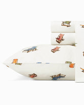 Beach Chairs 4-Piece California King Sheet Set - White/Blue