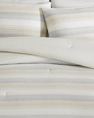 Canal Island Stripe Reversible 3-Piece Full/Queen Comforter Set - Beige/Grey