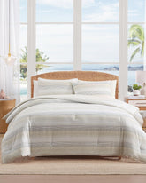 Canal Island Stripe Reversible 3-Piece King Comforter Set - Beige/Grey