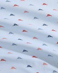 Iconic Marlin 4-Piece King Sheet Set - Blue/Red
