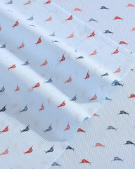 Iconic Marlin 4-Piece King Sheet Set - Blue/Red