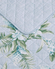 Floral Enchantment Reversible 3-Piece Full/Queen Quilt Set - Light Blue/Aqua