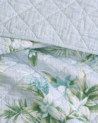 Floral Enchantment Reversible 3-Piece King Quilt Set - Light Blue