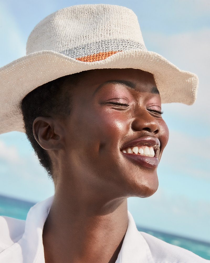 Jovanna Stripe Hat - Florawhite/Grigio/Salmon