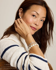 Silver Coast Link & Pearl Bracelet Set - Silver