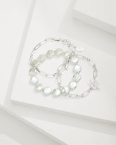 Silver Coast Link & Pearl Bracelet Set - Silver