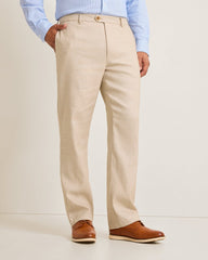 Big & Tall Latigo Beach Linen-Blend Flat-Front Pants - Stone Khaki