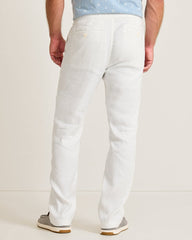 Big & Tall Beach Coast Stretch-Linen E-Waist Pants - White