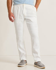 Big & Tall Beach Coast Stretch-Linen E-Waist Pants - White
