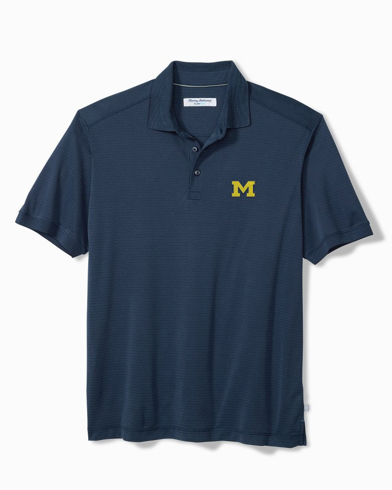 Big & Tall Collegiate Bay Stripe IslandZone Polo - Michigan