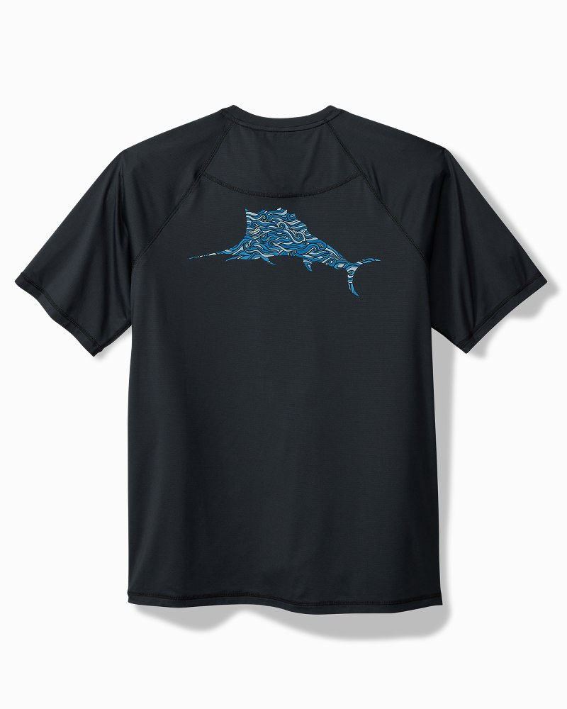 Big & Tall Chill Time Surf IslandZone Short-Sleeve Rash Guard - Jet Black