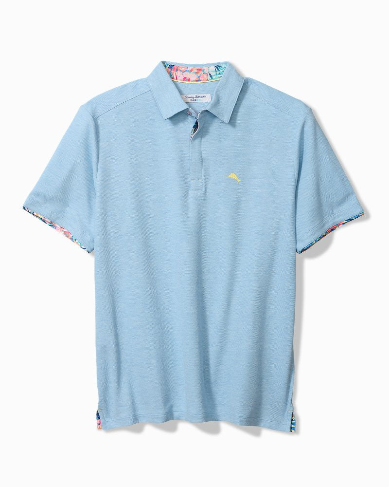 Big & Tall Positano Palms Five O'Clock IslandZone Polo - Vacation Blue Heather