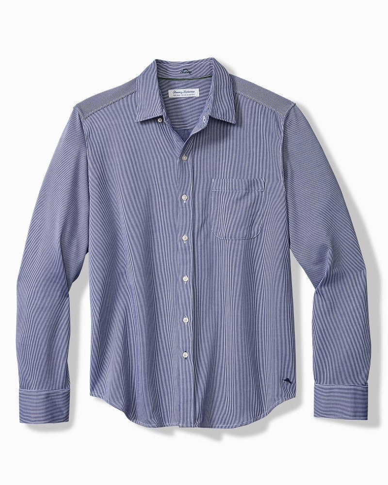 Big & Tall San Lucio Sol Stripe Stretch Knit Shirt - Kingdom Blue
