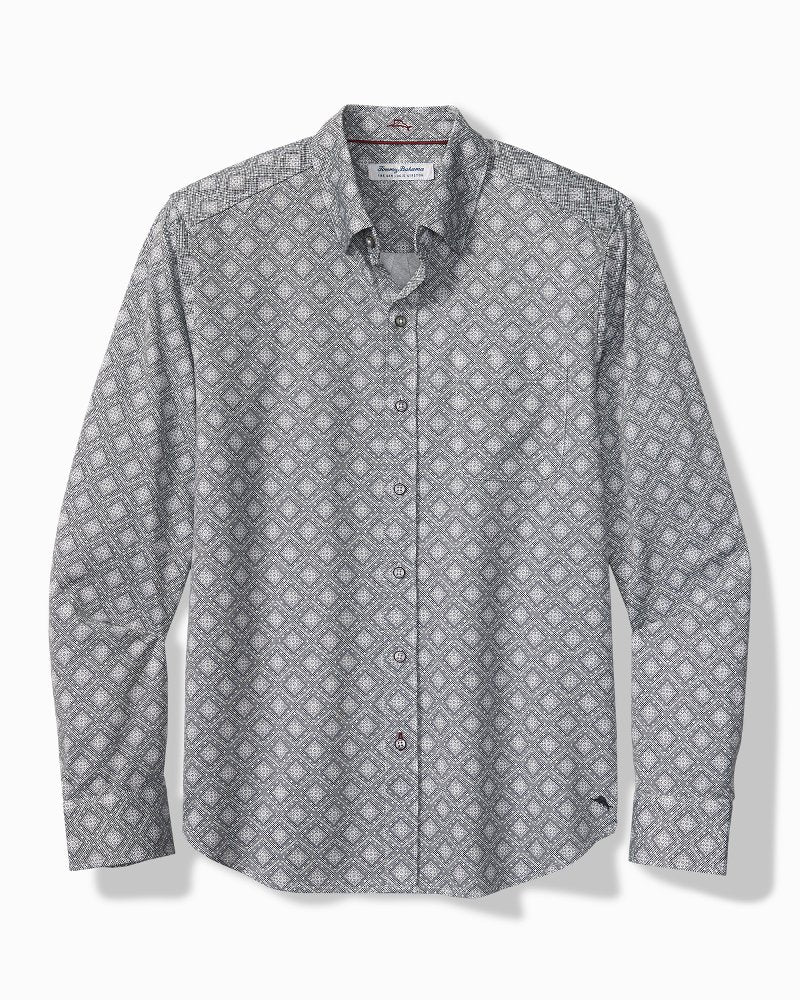 Big & Tall San Lucio Mira Mosaic Stretch Knit Shirt - Light Ash