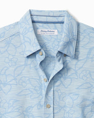 Big & Tall San Lucio Tides Flora Stretch Knit Shirt - Silvery Blue