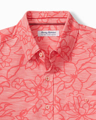 Big & Tall San Lucio Tides Flora Stretch Knit Shirt - Pure Coral