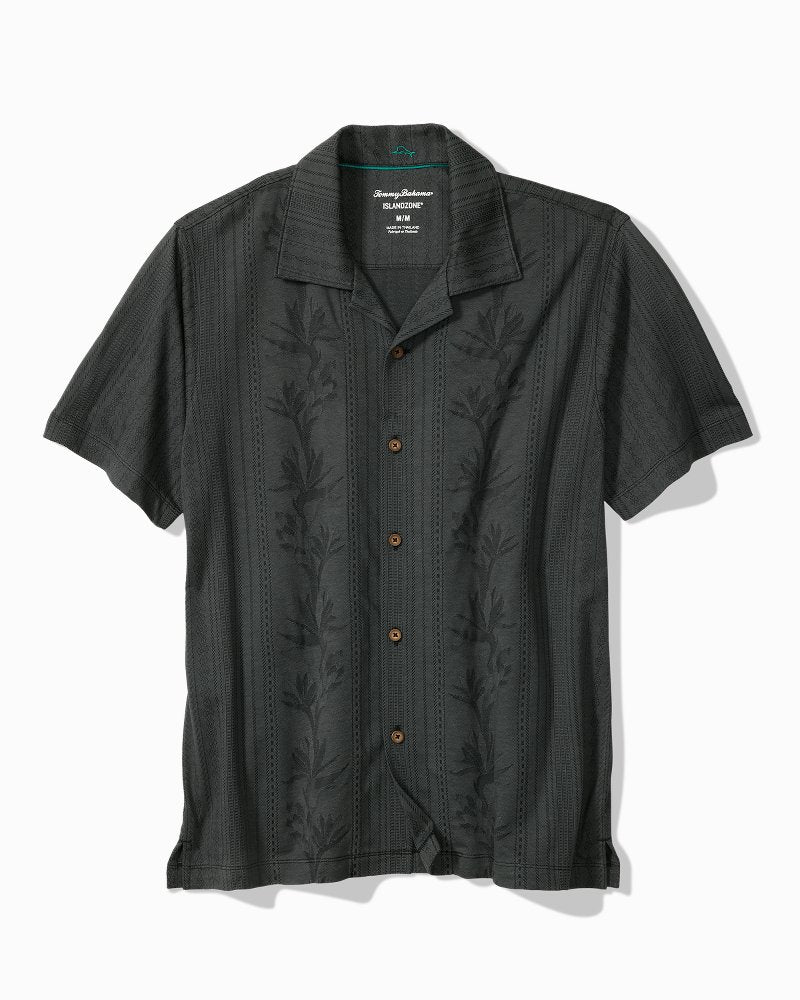 Big & Tall Palm Fresco Beach Border IslandZone® Camp Shirt - Coal