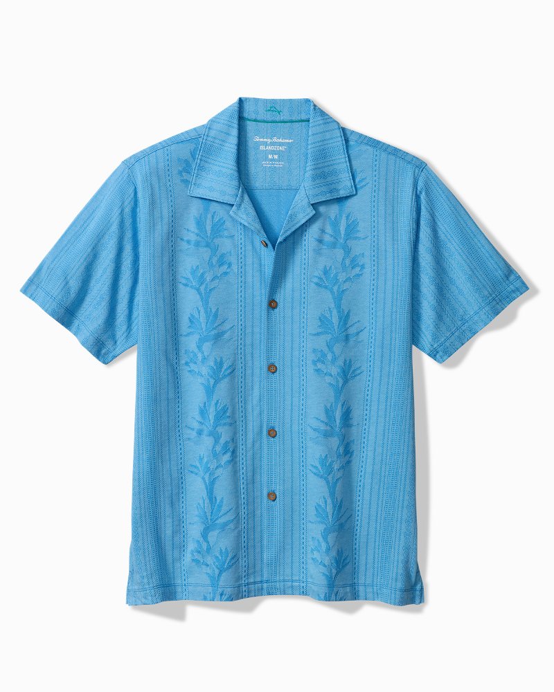 Big & Tall Palm Fresco Beach Border IslandZone® Camp Shirt - Campanula