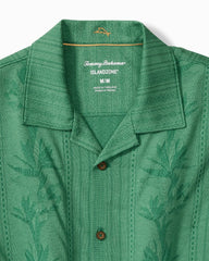 Big & Tall Palm Fresco Beach Border IslandZone® Camp Shirt - Myrtle Green