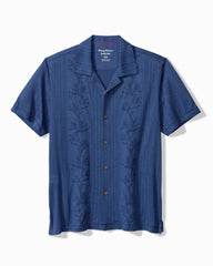 Big & Tall Palm Fresco Beach Border IslandZone® Camp Shirt - Carbon Navy