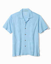 Big & Tall Palm Fresco Beach Border IslandZone® Camp Shirt - Dusk Blue