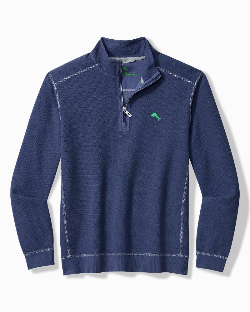 Big & Tall Montego Beach Half-Zip Sweatshirt - Island Navy