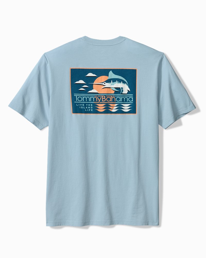 Big & Tall Marlin View Graphic T-Shirt - Silvery Blue