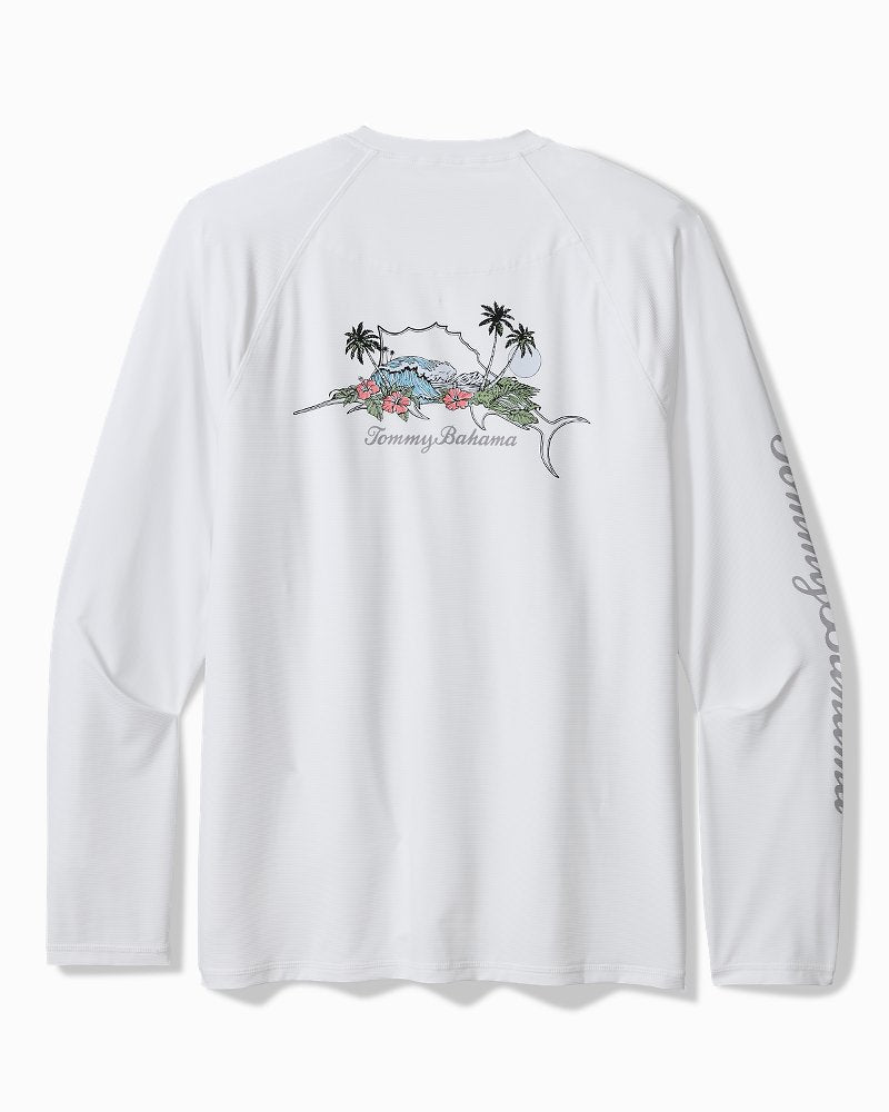 Big & Tall Chill Time Bay IslandZone Long-Sleeve Rash Guard - Bright White